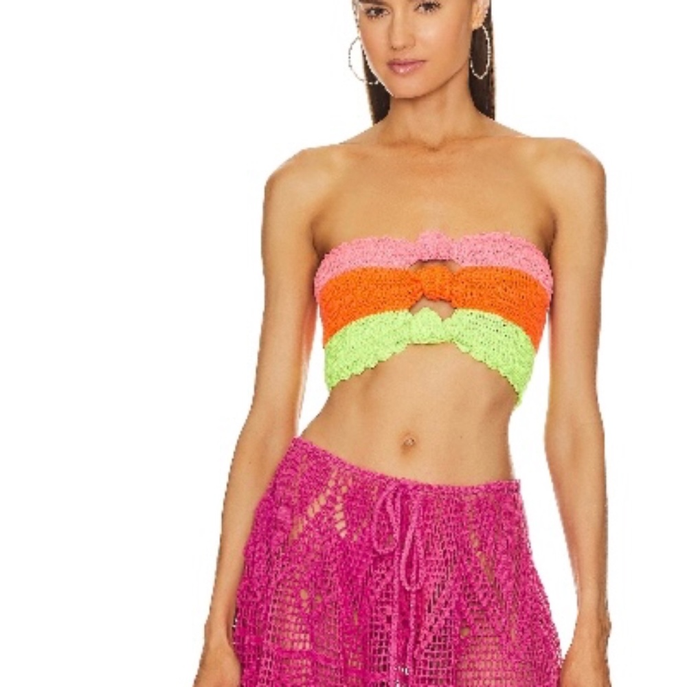 Alix Pinho Neon Color Crop Top in Green, Pink and Orange